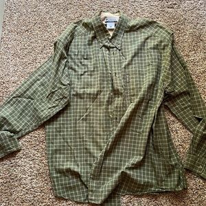 Columbia green plaid shirt.